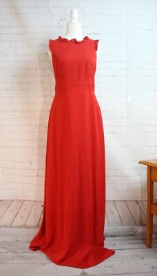 A ~ NWT ~ Jill Jill Stuart Crepe Gown Dress Ruffles Apple Red Size 6 - Image 1 of 4
