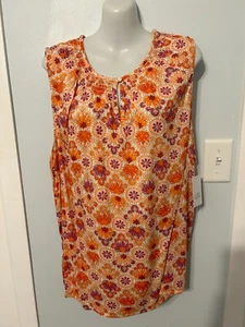 Camiseta sin mangas Croft & Barrow naranja floral multicolor sin mangas ojo de cerradura talla XXL nueva con etiquetas - Imagen 1 de 3