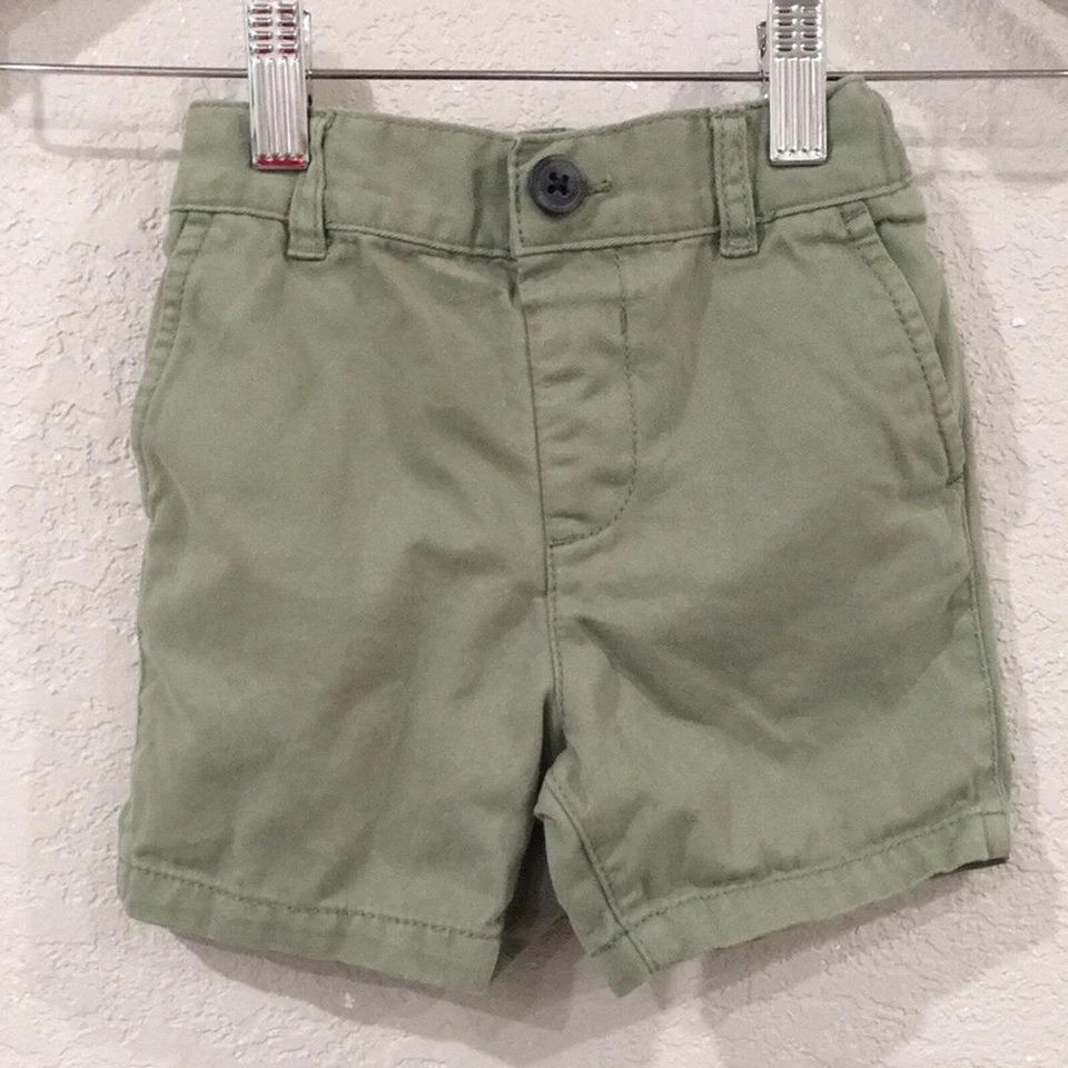 Pantalones Cortos The Children's Place Bebés Niños 12-18M Verde Frente Plano Chino 100% Algodón Foto 1 de 4