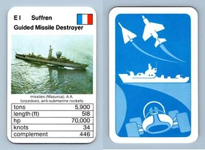 Suffren Guided Missile Destroyer - Warships 1970's ACE Trumps Card - Picture 1 of 1