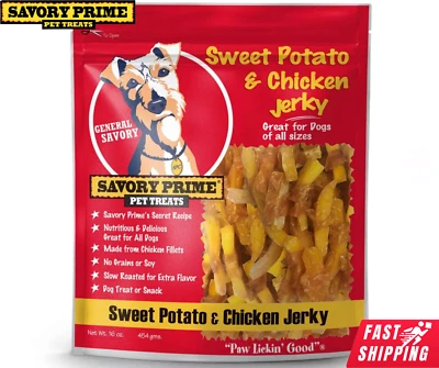 Savory Prime Jerky Dog Treats Training Snack Sweet Potato Chicken Protein 16oz - Image 1 of 4
