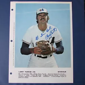 LARRY PARRISH 1977 DIMANCHE DERNIERE HEURE 8X11 SIGNED AUTO EXPOS RANGERS - Picture 1 of 3