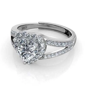 DEPHINI Silber Herz Ring - 925 Sterling Silber Lab Created Zirkonia - Bild 1 von 8