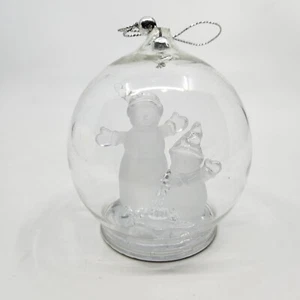 Globo de acrílico transparente adorno árbol de Navidad con 2 muñecos de nieve usado - Imagen 1 de 6