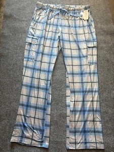 Yam & Sea Sleep Pajama Pants Womens Large Blue Plaid 2 Pocket NEW - Picture 1 of 6