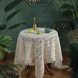 Square Hand Crochet Tablecloth Vintage Lace Table Cloth Cover Home Decor 85cm - Picture 1 of 7