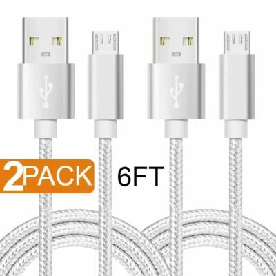 2PACK 6Ft Micro USB Charging Cable Data Sync Charger Cord for Android Samsung LG - Image 1 of 4
