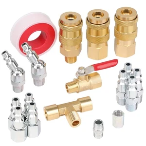 18 Pieces Air Coupler and Plug Kit, 1/4-Inch NPT Air Hose Fittings and Compre... - Picture 1 of 6