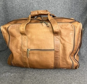 Vintage Dilana Dorado Leder Reisetasche zum Übernachten braun erweiterbare Griffe - Bild 1 von 21