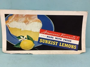 "Letrero de trolly vintage de 1930 para limones sunkistas 21"" X 11""" - Imagen 1 de 9