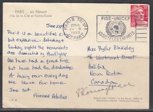 Francia - Jun 1953 Postal a Canadá - Imagen 1 de 2