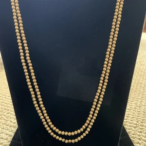 Collana Vintage Corona Trifari Tono Oro Spazzolato Doppio Filo Palline Perline - Foto 1 di 8