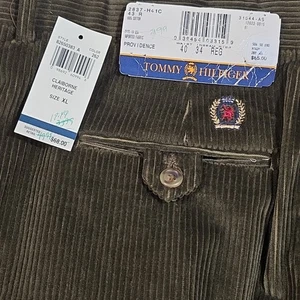 Tommy Hilfiger Chocolate Brown Pleated Cuffed Corduroy Mens Pants Size 42x34 - Picture 1 of 7