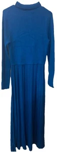 Anthropologie Ribbed Knit Maxi Dress Royal Blue Womens Size Large L - Picture 1 of 7