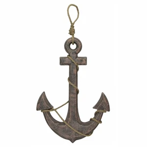 Zeckos Zeckos Natural Brown Finish Ship Anchor and Rope Nautical Wall Hanging - Picture 1 of 9