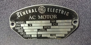 General Electric AC Motor 5KH45KB24A Targa Metallo Emblema Tag Vintage 3" D19 - Foto 1 di 11