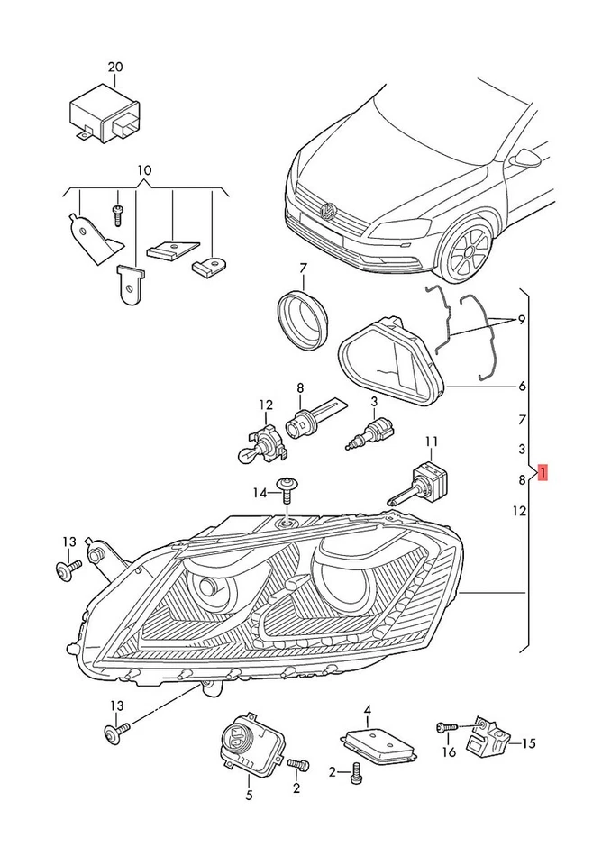 Genuine Gas Discharge Headlight Left 3AB941043 - Изображение 1 из 1
