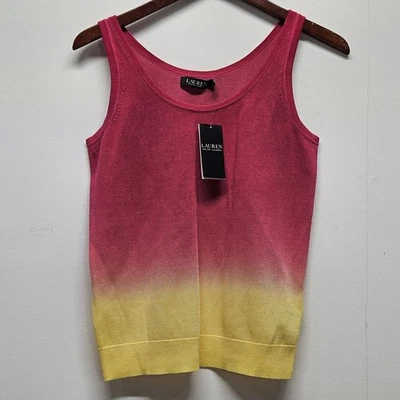 Lauren Ralph Lauren Sleeveless Sweater Womens Medium Dip-Dyed Multi Scoop Neck  - Imagem 1 de 4