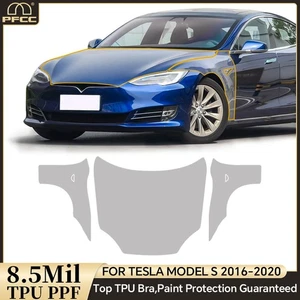 Tesla Model S 2016-2020 Hood Fender Precut Paint Protection Film Gloss Clear PPF - Picture 1 of 20