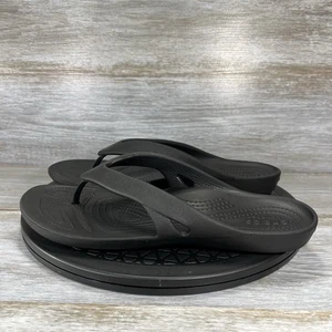 Crocs Women’s Iconic Comfort Kadee II Black Thong Flip Flop Sandals Size 9 - Picture 1 of 8