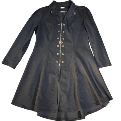 Jawbreaker cappotto gotico donna taglia 18 nero lungo bottoni zip giacca punk rancore - Immagine 1 di 4