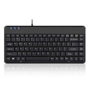 PERIBOARD-409H Wired USB Mini Keyboard with 2 USB Hubs, Black, US English Layout - Picture 1 of 8