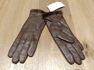 Charter Club Women's Metisse Leather Super-Soft Lined Gloves, Brown, SMALL - Picture 1 of 6