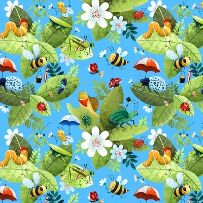 Mundo Oculto, Lindos Insectos y Hojas, Tela Elizabeth Studios POR 44" Ancho Foto 1 de 2