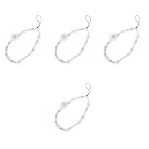 4 Count Flower Chain Cell Phone Lanyard Beaded Charm - Zdjęcie 1 z 12