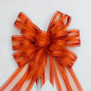 Rust Sheer with Satin Stripe Bow, Size Small - Picture 1 of 2