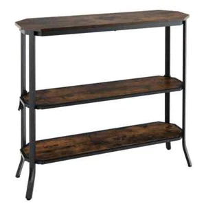 Costway Console Table 36"x12"x39.5" Brown 3-Tier Wood Steel Frame Heavy Duty - Picture 1 of 4