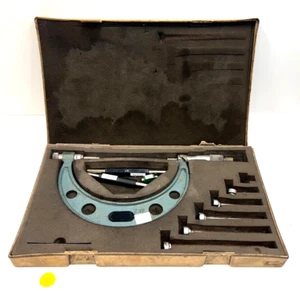 MITUTOYO 0"-6" MECHANICAL INTERCHANGABLE ANVIL MICROMETER 104-137 - Picture 1 of 8