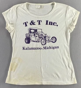 Vintage 1970’s T & T INC Hot Rod Single Stitch SHIRT Women’s L Lady Stedman USA - Picture 1 of 17