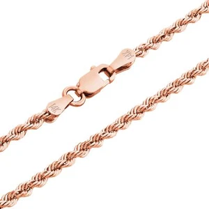 14K Rose Gold 2mm Diamond Cut Rope Chain Link Necklace Mens Womens 20" - Picture 1 of 9