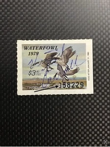 1979 Missouri Duck Stamp, MNH OG, Hunter Signed. Printing Flaw. See Pic. - Picture 1 of 2