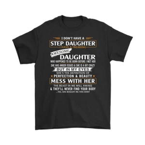 Funny Stepfather Tshirt From Stepdaughter Protective Dad Humor Bonus Dad Tee - Imagen 1 de 4