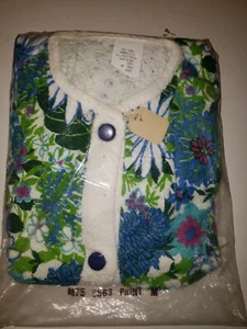 Vintage cotton super retro Floral short sleeve full length robe has 1 pocket NOS - Picture 1 of 6