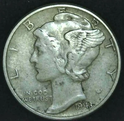1943-P 10C Mercury Dime AU 90% Silver 22oct0515-2 - Image 1 of 2