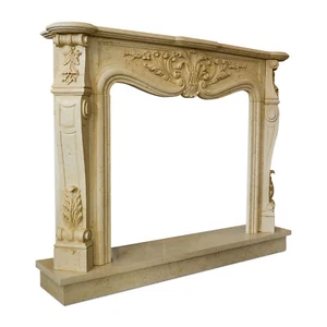 Fireplace IN Marble Yellow Sienna With Decoration Style Louis XVI L.150cm - Picture 1 of 7