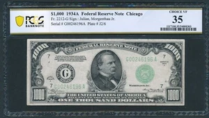 1934A $1000 One Thousand Dollar Bill Currency Cash Note Money PCGS-B VF 35 - Picture 1 of 3