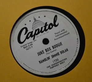 LISTEN MP3 COUNTRY BOPPER 78 Ramblin Jimmie Dolan CAPITOL DJ 1720 Juke Box Boogi - Picture 1 of 1