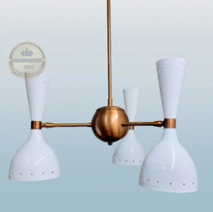 Brass Sputnik Light 3 Premium Diabolo Shades Elegant Pendent Chandelier - Picture 1 of 3