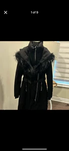 womens rudsak coats and jackets, size small black coat with belt real - Picture 1 of 8