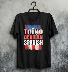 Taino African Spanish T-Shirt Puerto Rican Rico Flag Women Men Patriotic - Picture 1 of 2