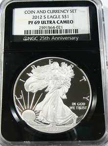 2012 S PROOF SILVER EAGLE NGC PF69 ULTRA CAMEO FROM COIN AND CURRENCY SET - Picture 1 of 4