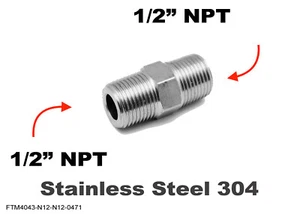 1/2" NPT Male to 1/2" NPT Male Stainless Sensor Adaptor Fittings Conversion - Picture 1 of 4