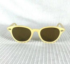 Occhiali da sole vintage anni 50 occhio di gatto lenti vetro marrone avorio non rx montatura piccola 42/20 con custodia - Foto 1 di 6