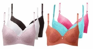 BRAS FOR WOMEN, LACE UNDERWIRE BRA, PADDED CONTOUR EVERYDAY SPORTS BRAS 3 PACK - Picture 1 of 15