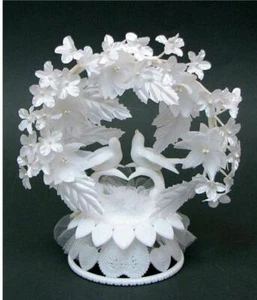 Wilton "Spring Song" Love Birds White Flowers Wedding Cake Topper 6.5" x 5.5" - Picture 1 of 2