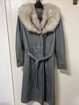 Vintage 50/60s Bermans Women Leather & Fur Trench Coat VERY RARE - Image 1 of 4